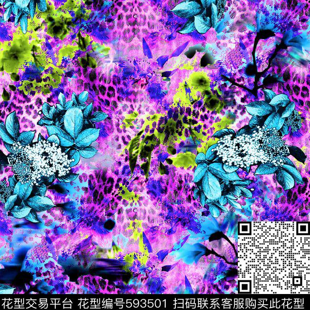 豹纹树叶泳装数码印花华亿平台下载（图片编号: 593501） - 瓦栏（Walan）