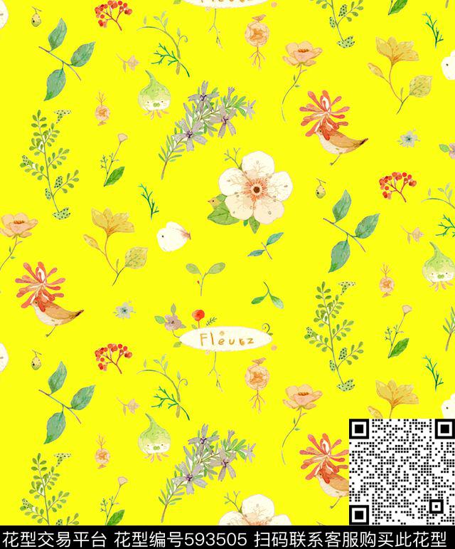 手绘定位小花传统印花华亿平台下载（图片编号: 593505） - 瓦栏（Walan）