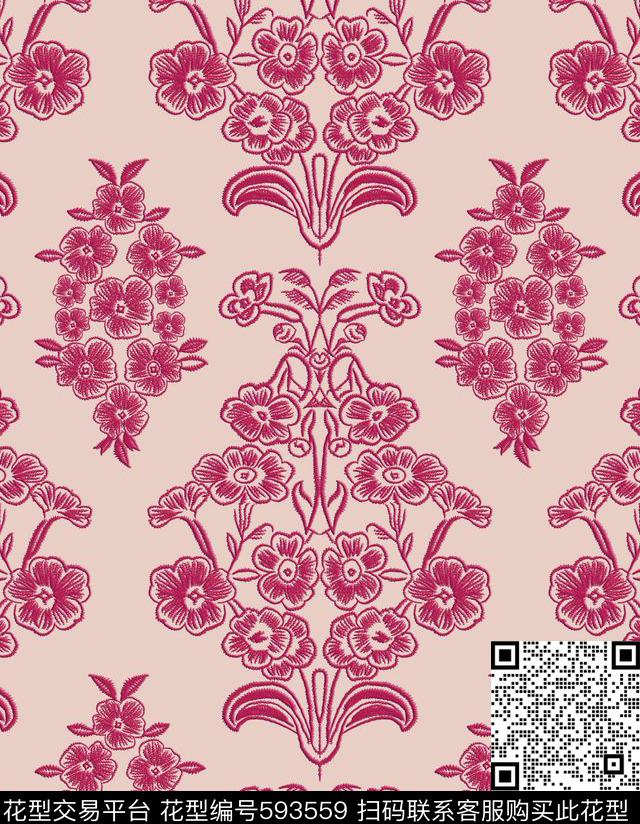 民族风花朵花卉数码印花华亿平台下载（图片编号: 593559） - 瓦栏（Walan）
