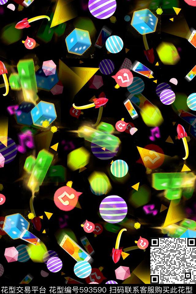 几何形小方块不规则几何数码印花华亿平台下载（图片编号: 593590） - 瓦栏（Walan）