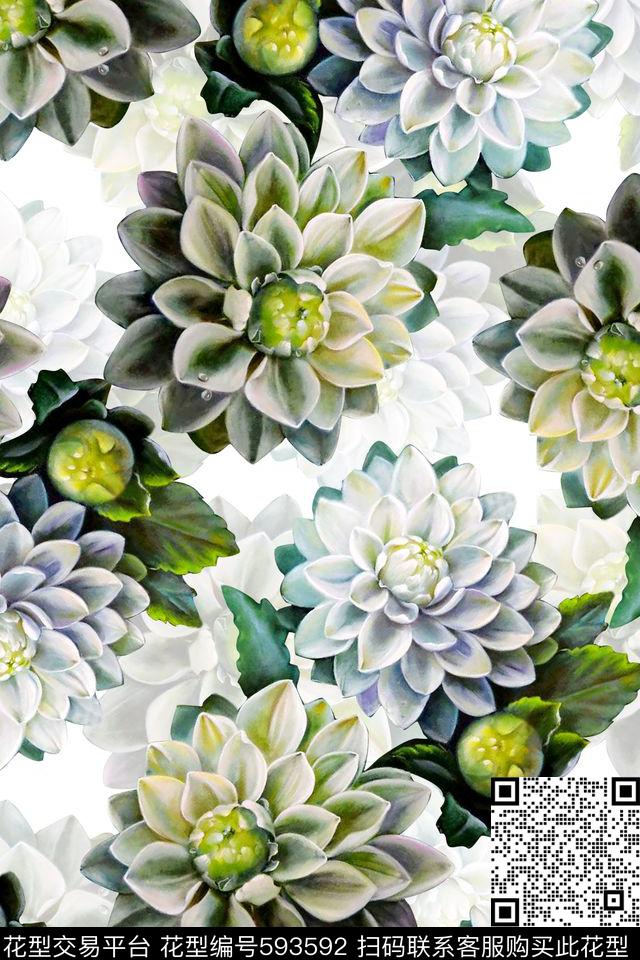 花卉水彩家纺数码印花华亿平台下载（图片编号: 593592） - 瓦栏（Walan）