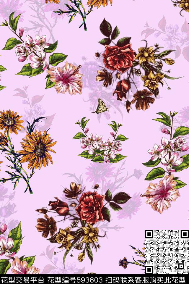 床品旗袍花卉传统印花华亿平台下载（图片编号: 593603） - 瓦栏（Walan）
