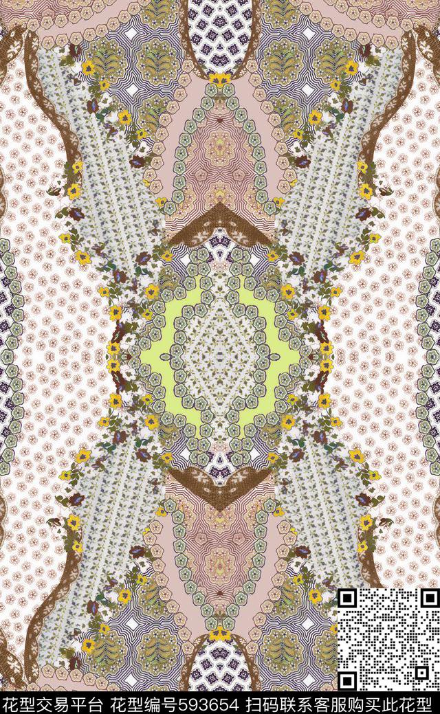 定位小花民族风传统印花华亿平台下载（图片编号: 593654） - 瓦栏（Walan）