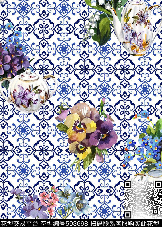 樱花花瓣小碎花数码印花华亿平台下载（图片编号: 593698） - 瓦栏（Walan）