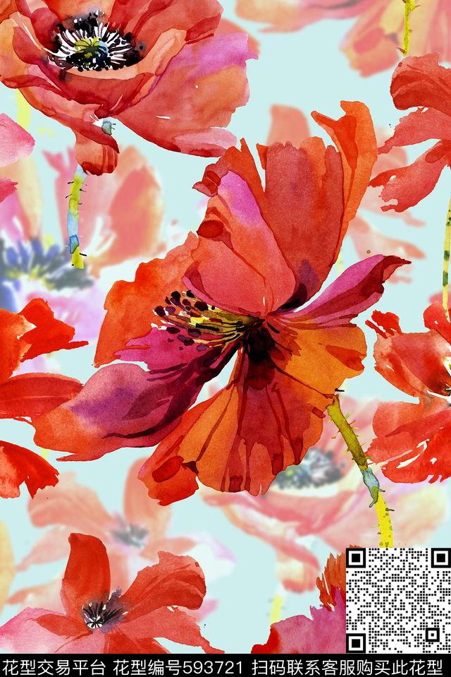 时尚手绘华亿平台清爽时尚印花裙子印花数码印花华亿平台下载（图片编号: 593721） - 瓦栏（Walan）