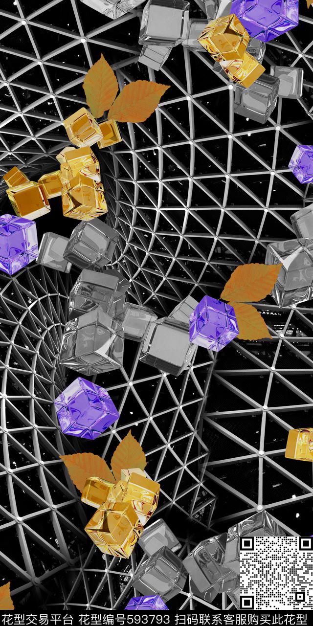 纹理几何宝石数码印花华亿平台下载（图片编号: 593793） - 瓦栏（Walan）