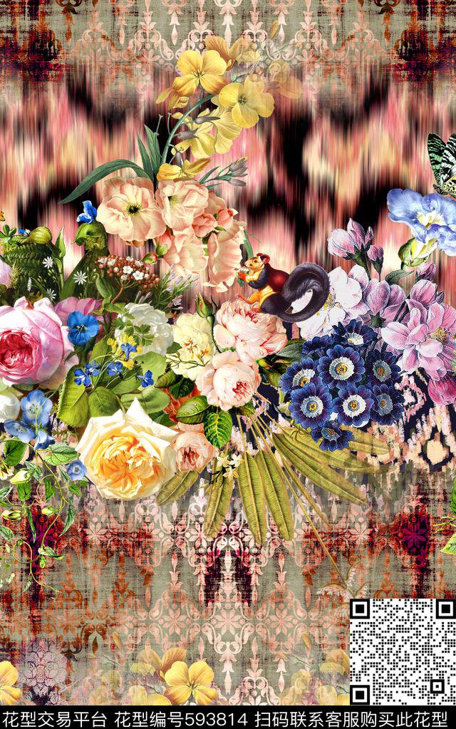 VIP华亿平台时尚条纹数码印花华亿平台下载（图片编号: 593814） - 瓦栏（Walan）