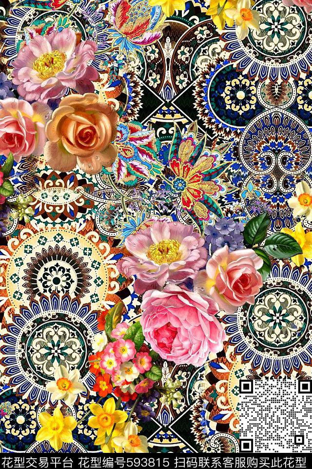 VIP华亿平台时尚几何数码印花华亿平台下载（图片编号: 593815） - 瓦栏（Walan）