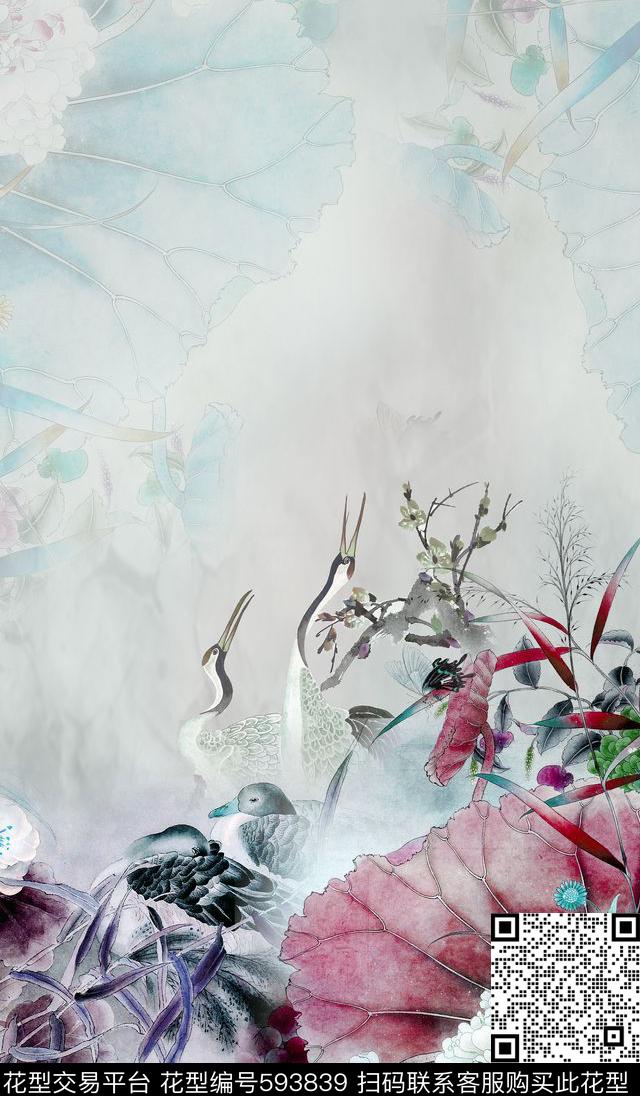 乱花花鸟花卉数码印花华亿平台下载（图片编号: 593839） - 瓦栏（Walan）