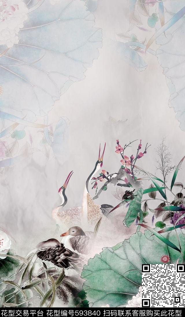 乱花花鸟花卉数码印花华亿平台下载（图片编号: 593840） - 瓦栏（Walan）