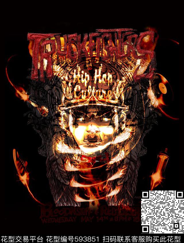 炎火人头怪物数码印花华亿平台下载（图片编号: 593851） - 瓦栏（Walan）