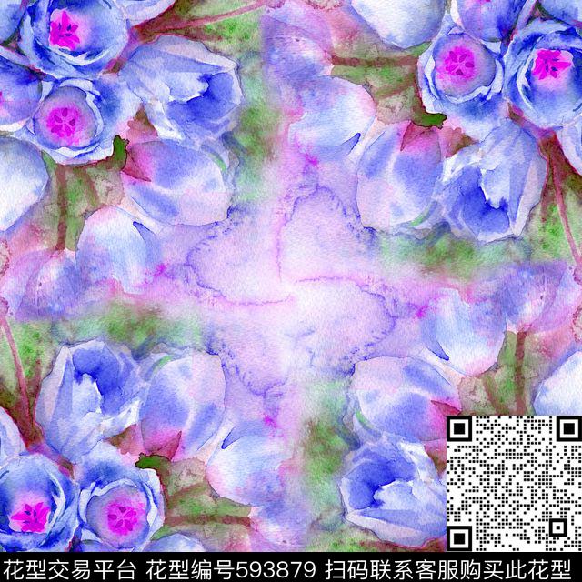 百合水彩花朵数码印花华亿平台下载（图片编号: 593879） - 瓦栏（Walan）