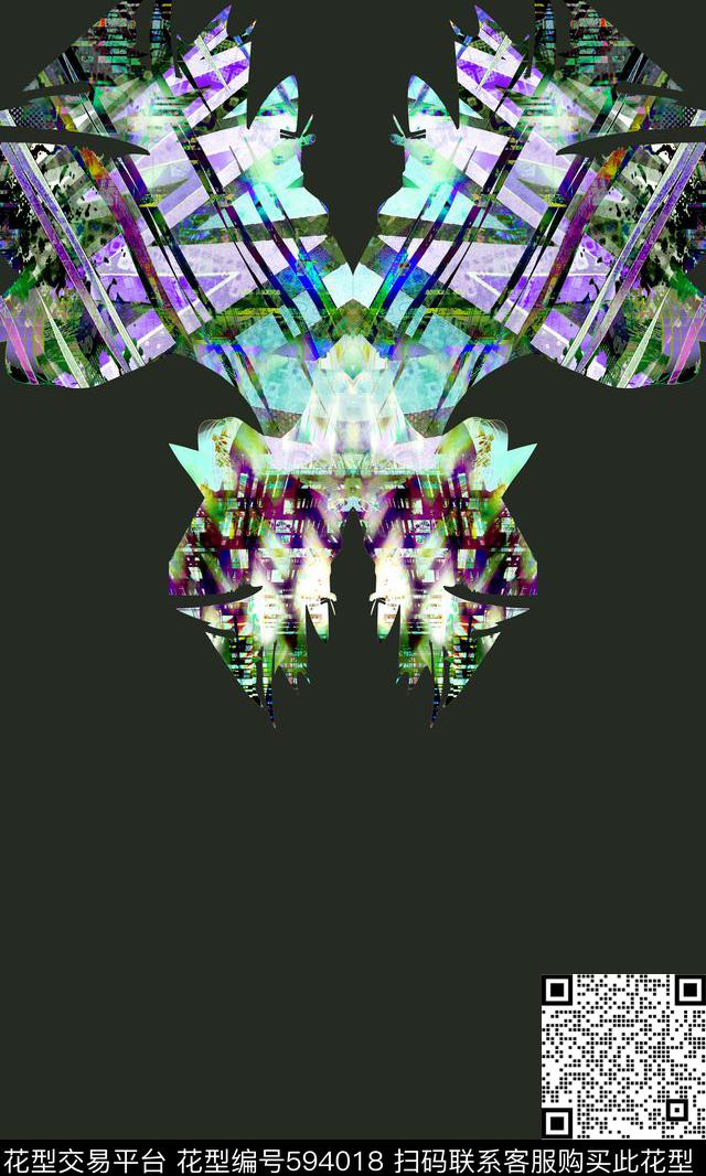 黑底肌理风景传统印花华亿平台下载（图片编号: 594018） - 瓦栏（Walan）