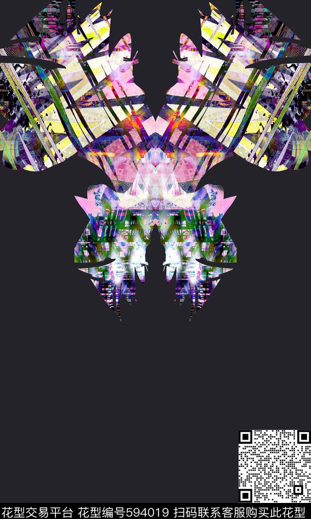 黑底肌理风景传统印花华亿平台下载（图片编号: 594019） - 瓦栏（Walan）