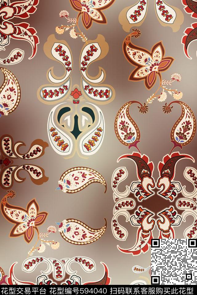 民族风佩兹利定位传统印花华亿平台下载（图片编号: 594040） - 瓦栏（Walan）