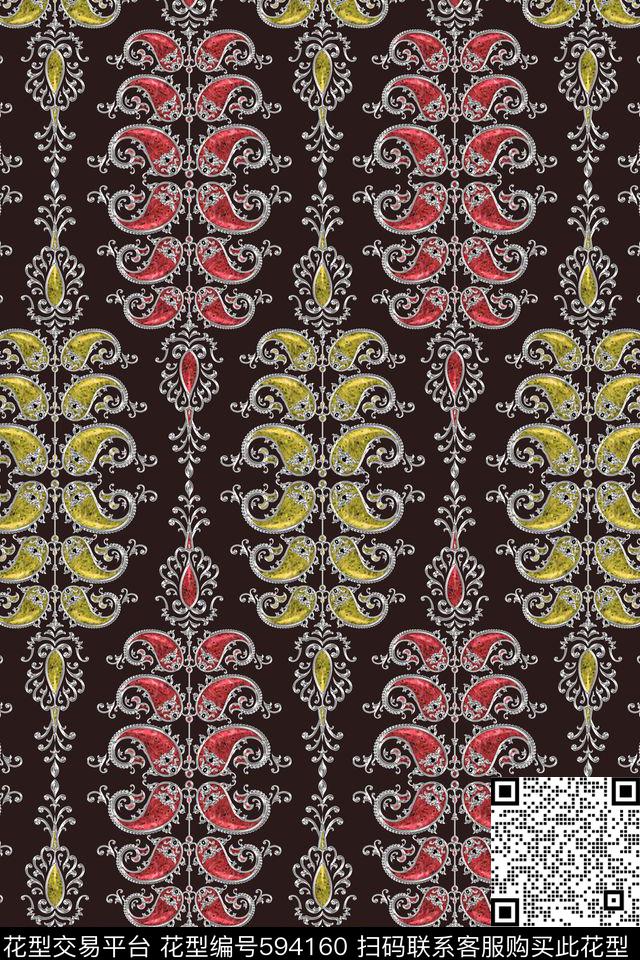 珠宝宝石佩斯利火腿纹数码印花华亿平台下载（图片编号: 594160） - 瓦栏（Walan）