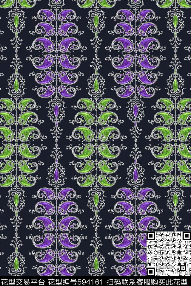 珠宝宝石佩斯利火腿纹数码印花华亿平台下载（图片编号: 594161） - 瓦栏（Walan）