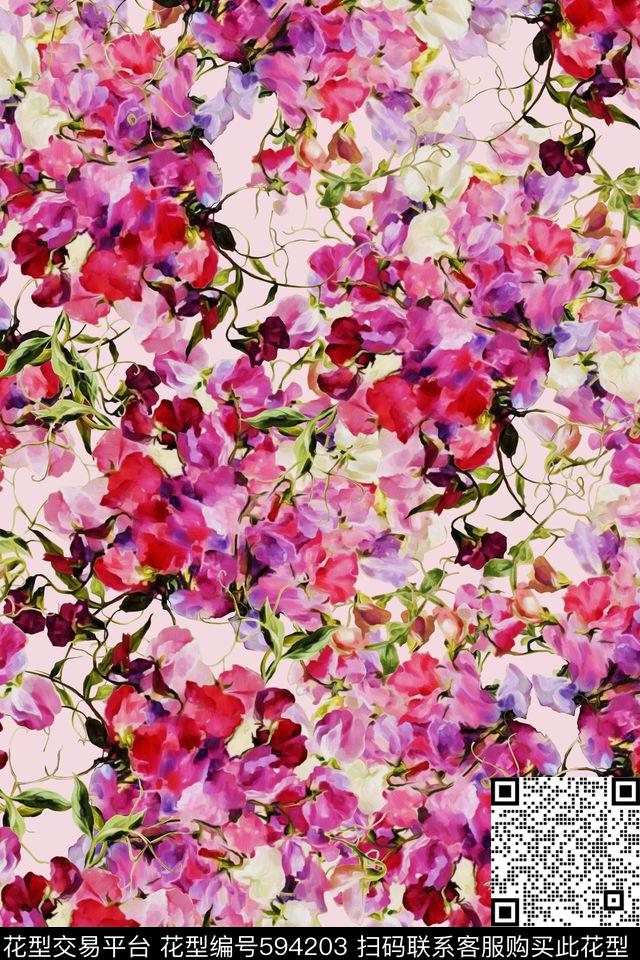 油画花卉家纺数码印花华亿平台下载（图片编号: 594203） - 瓦栏（Walan）