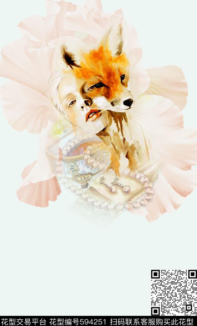 手绘抽象美女传统印花华亿平台下载（图片编号: 594251） - 瓦栏（Walan）