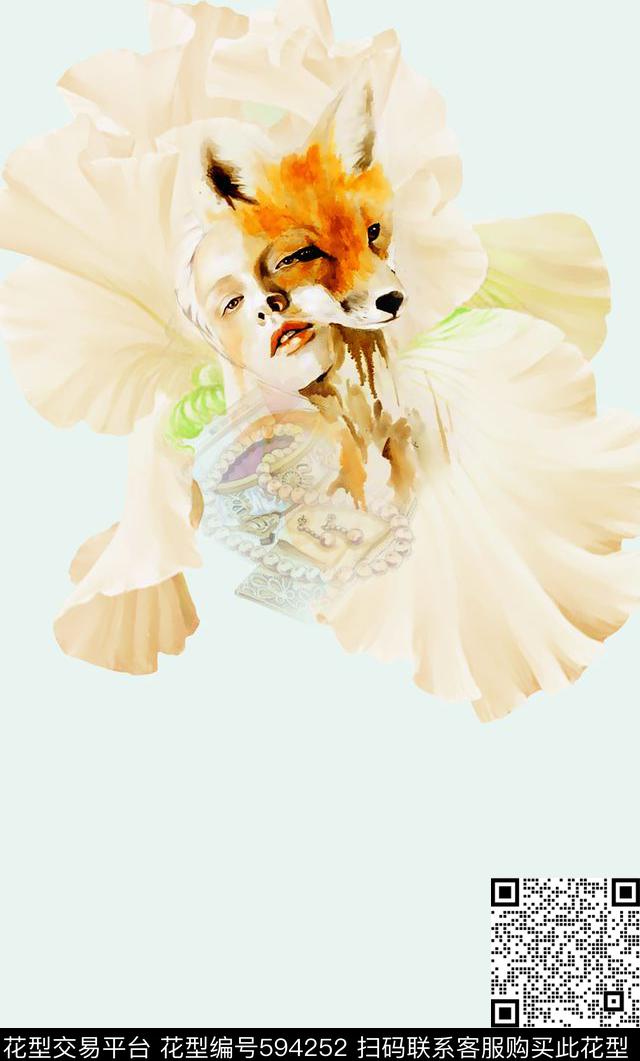 手绘抽象美女传统印花华亿平台下载（图片编号: 594252） - 瓦栏（Walan）