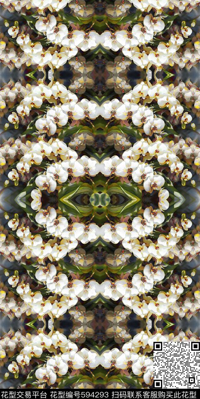 手绘定位花卉。中老年数码印花华亿平台下载（图片编号: 594293） - 瓦栏（Walan）