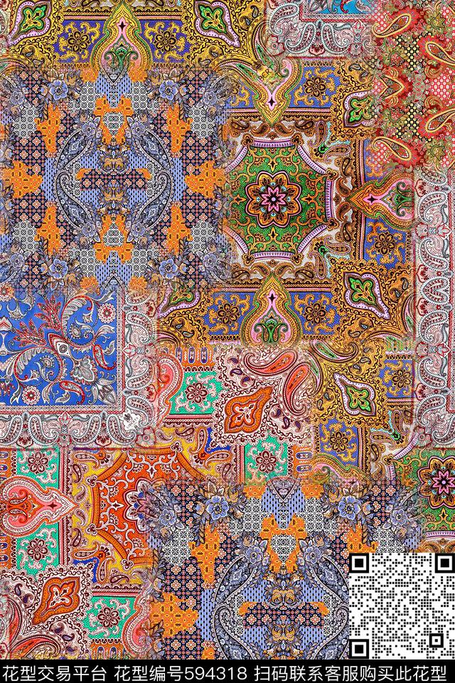 波西米亚民族风佩里斯数码印花华亿平台下载（图片编号: 594318） - 瓦栏（Walan）