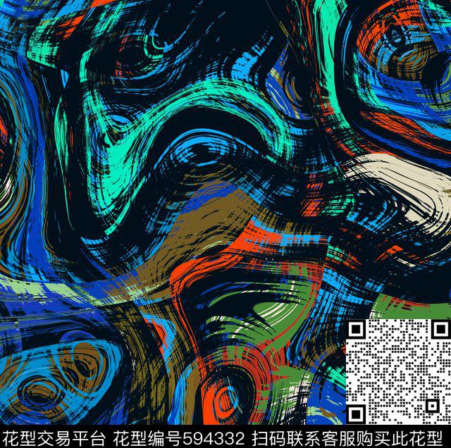 笔刷纹理民族风数码印花华亿平台下载（图片编号: 594332） - 瓦栏（Walan）