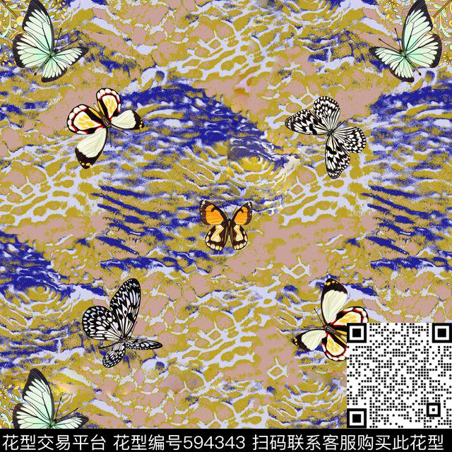 蝴蝶热带数码印花华亿平台下载（图片编号: 594343） - 瓦栏（Walan）