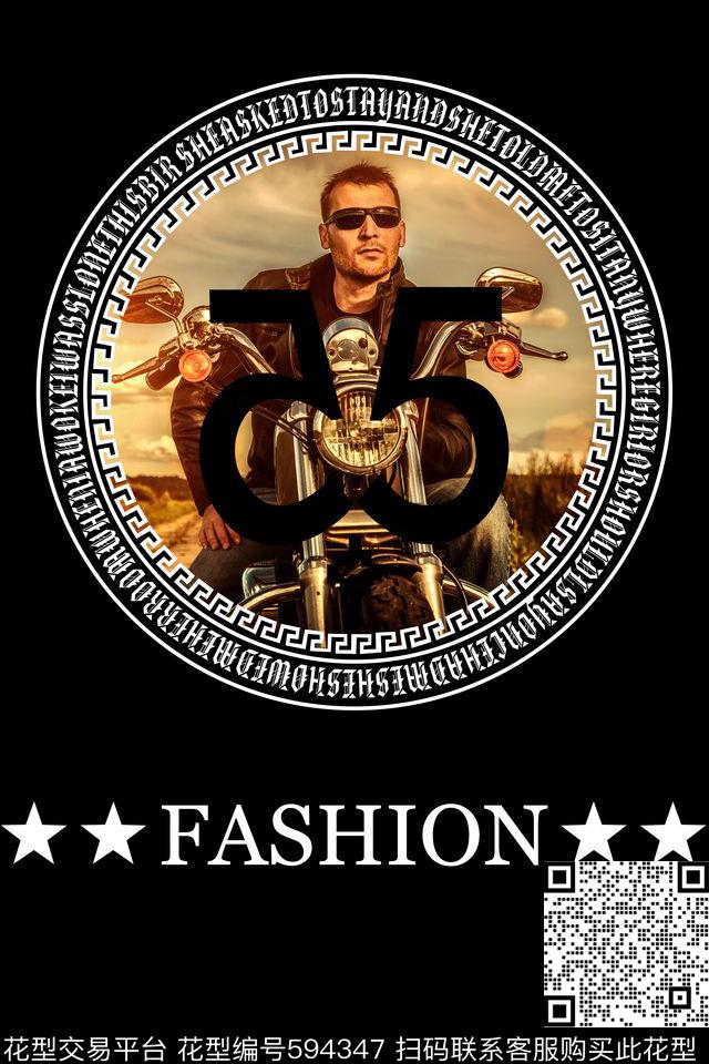 时尚男人摩托印花华亿平台下载（图片编号: 594347） - 瓦栏（Walan）