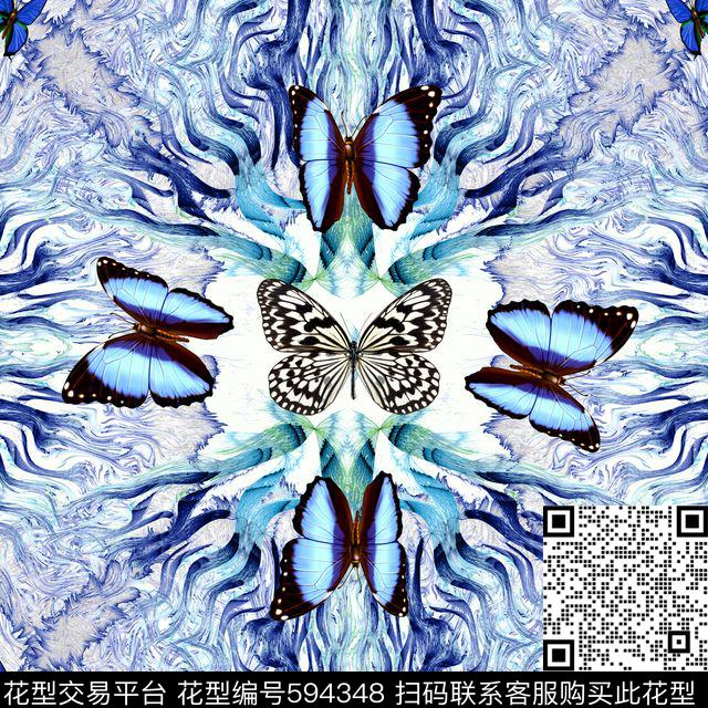 热带蝴蝶数码印花华亿平台下载（图片编号: 594348） - 瓦栏（Walan）