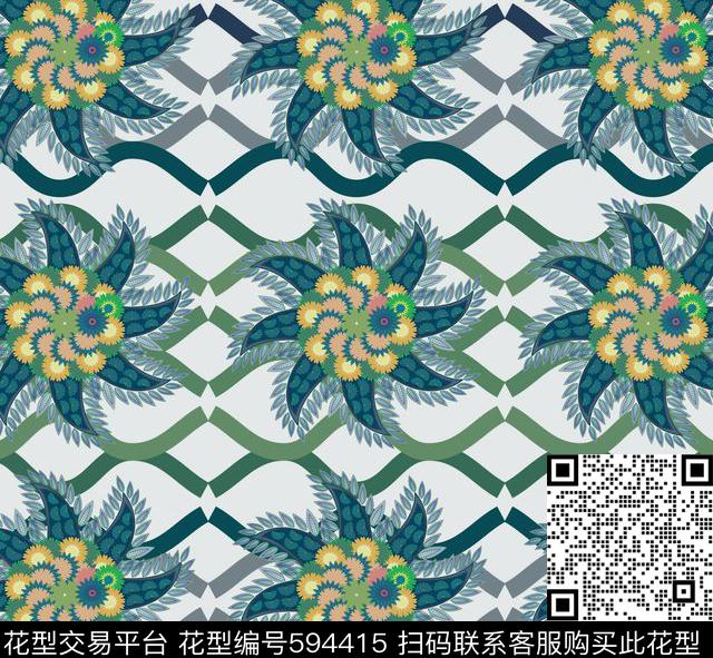 腰果渔网女裙传统印花华亿平台下载（图片编号: 594415） - 瓦栏（Walan）