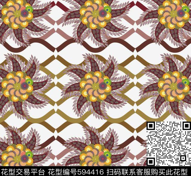 腰果渔网女裙传统印花华亿平台下载（图片编号: 594416） - 瓦栏（Walan）