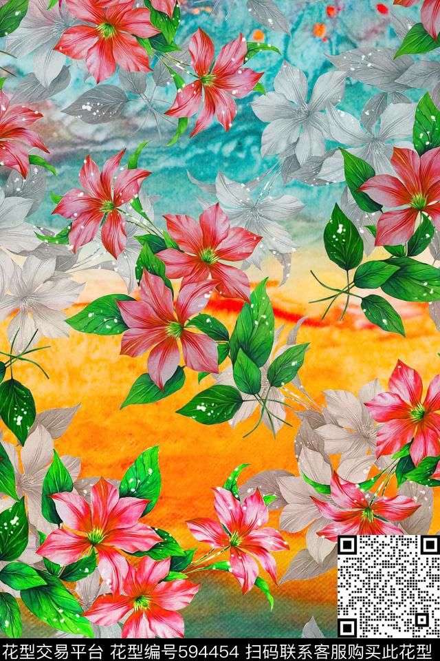 家纺服装花卉数码印花华亿平台下载（图片编号: 594454） - 瓦栏（Walan）
