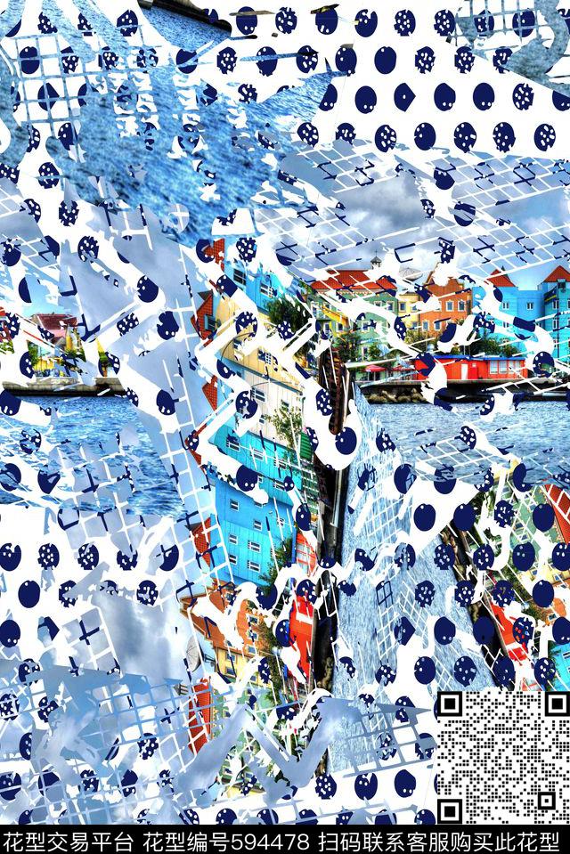 沙发布艺四方连续抽象几何数码印花华亿平台下载（图片编号: 594478） - 瓦栏（Walan）