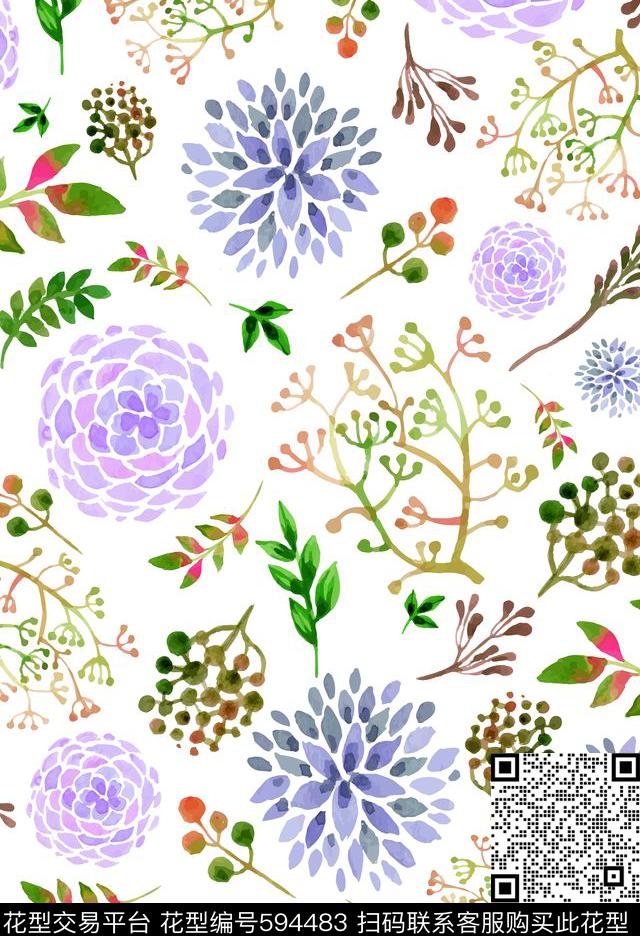 民族风大花数码印花华亿平台下载（图片编号: 594483） - 瓦栏（Walan）