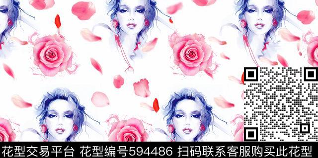 玫瑰花朵花卉传统印花华亿平台下载（图片编号: 594486） - 瓦栏（Walan）