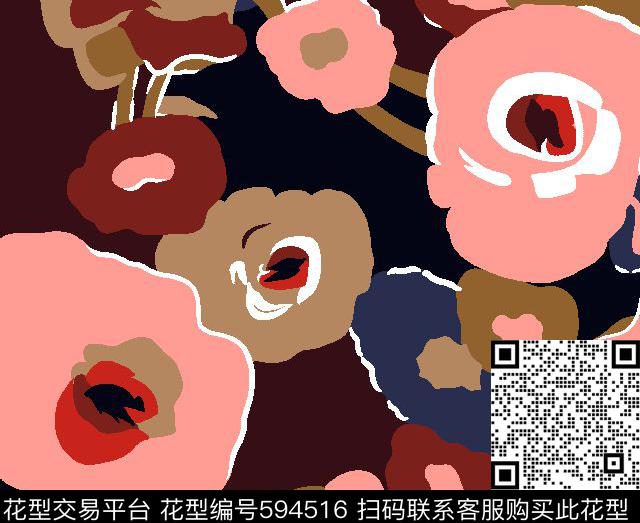 趣味花卉裙装华亿平台传统印花华亿平台下载（图片编号: 594516） - 瓦栏（Walan）