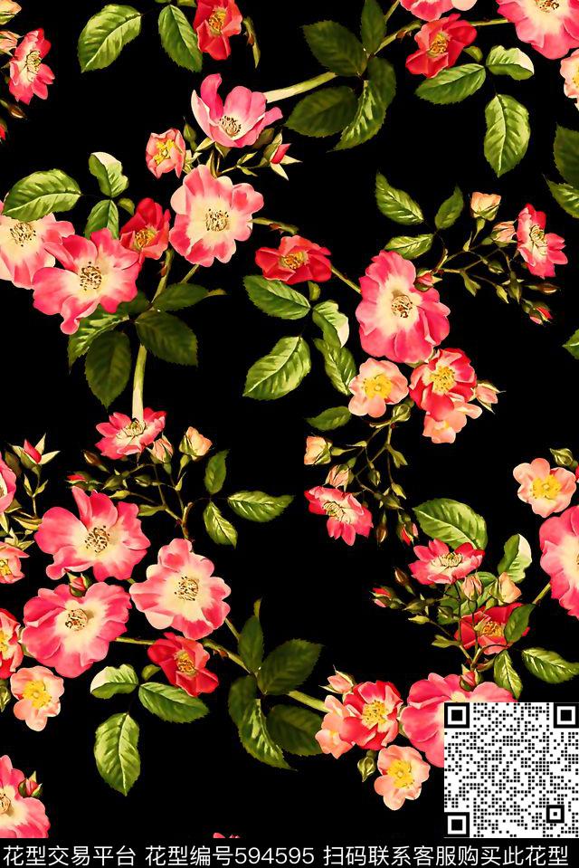 女装裙欧美时尚水彩花卉数码印花华亿平台下载（图片编号: 594595） - 瓦栏（Walan）