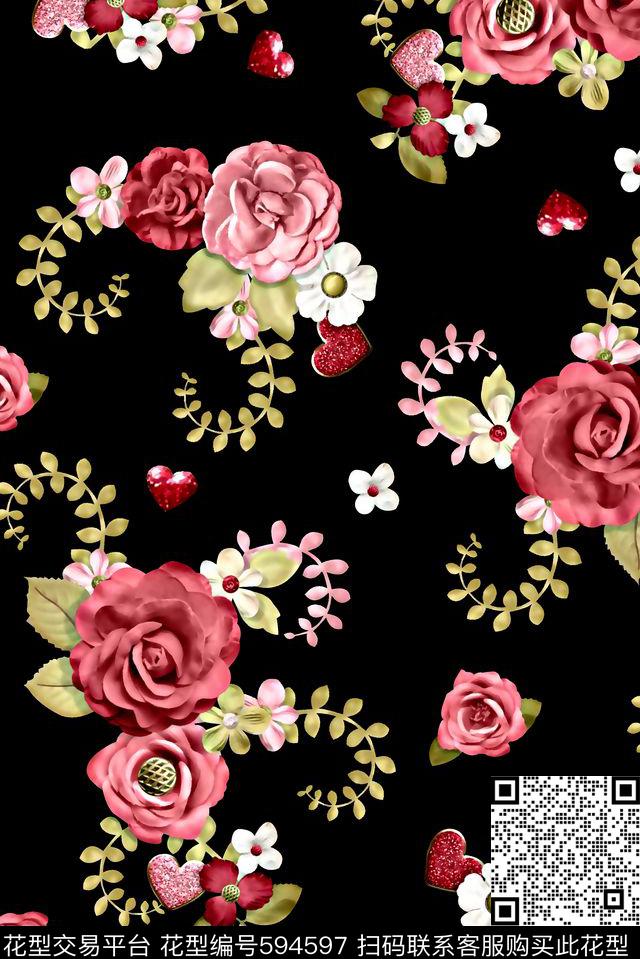 女装裙时尚花卉欧美数码印花华亿平台下载（图片编号: 594597） - 瓦栏（Walan）