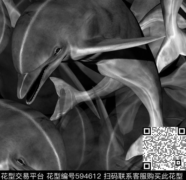海豚动物数码印花数码印花华亿平台下载（图片编号: 594612） - 瓦栏（Walan）