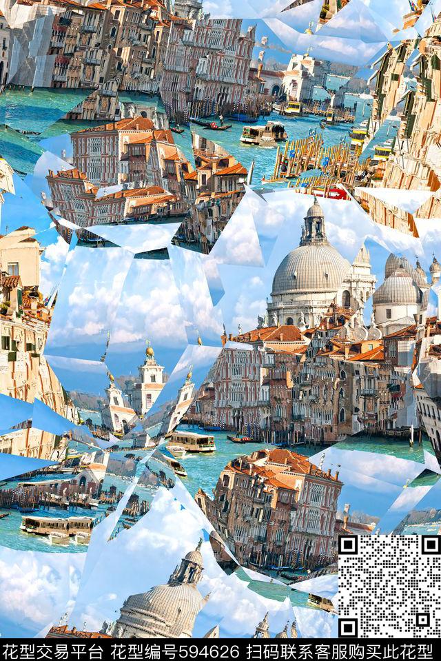 建筑景色欧洲印象数码印花华亿平台下载（图片编号: 594626） - 瓦栏（Walan）