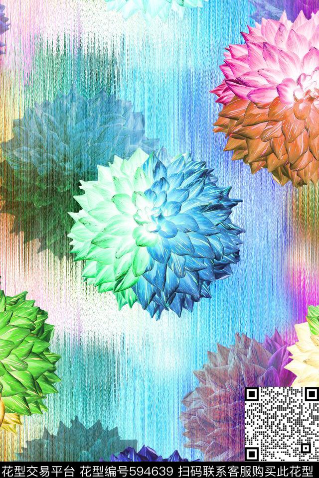 油画花卉彩虹光束女装数码印花华亿平台下载（图片编号: 594639） - 瓦栏（Walan）