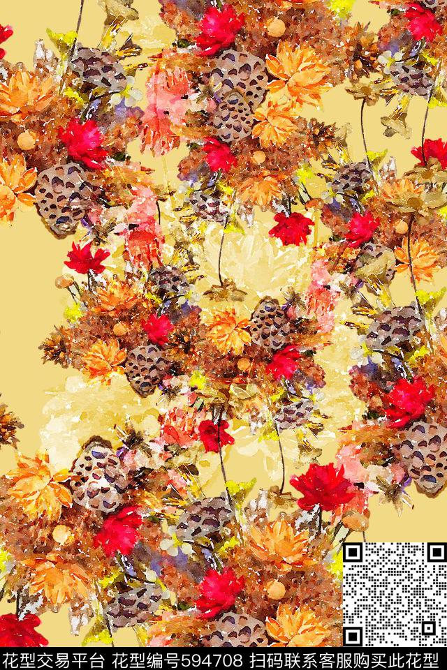 乱花花朵花卉数码印花华亿平台下载（图片编号: 594708） - 瓦栏（Walan）