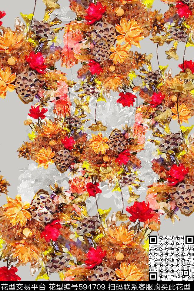 乱花花朵花卉数码印花华亿平台下载（图片编号: 594709） - 瓦栏（Walan）