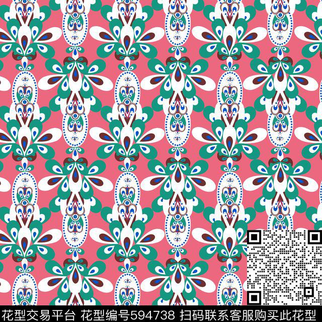 民族风图腾蝴蝶数码印花华亿平台下载（图片编号: 594738） - 瓦栏（Walan）