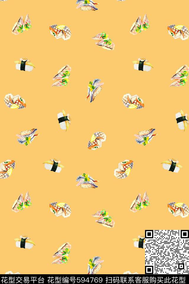 趣味寿司传统印花华亿平台下载（图片编号: 594769） - 瓦栏（Walan）