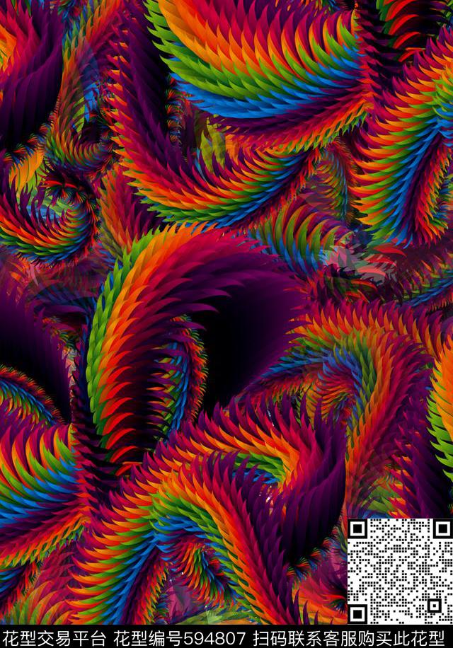 油画分形几何数码印花华亿平台下载（图片编号: 594807） - 瓦栏（Walan）