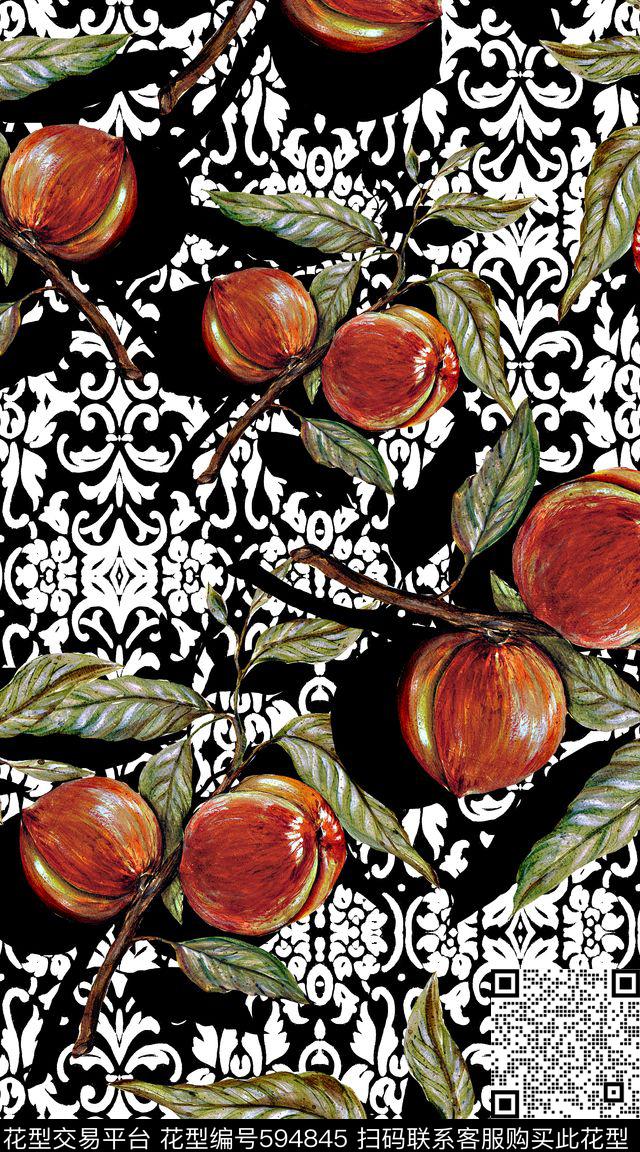 复古欧式水果数码印花华亿平台下载（图片编号: 594845） - 瓦栏（Walan）