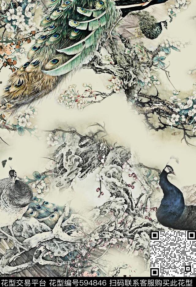 中国风数码印花华亿平台下载（图片编号: 594846） - 瓦栏（Walan）