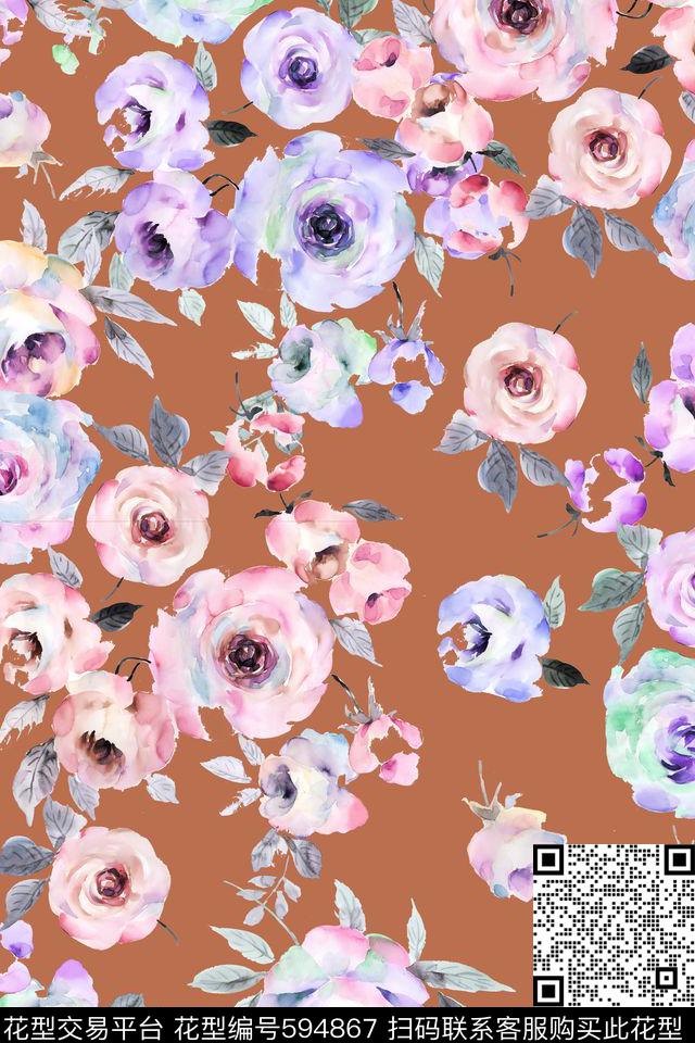 花朵花卉迪拜花卉数码印花华亿平台下载（图片编号: 594867） - 瓦栏（Walan）
